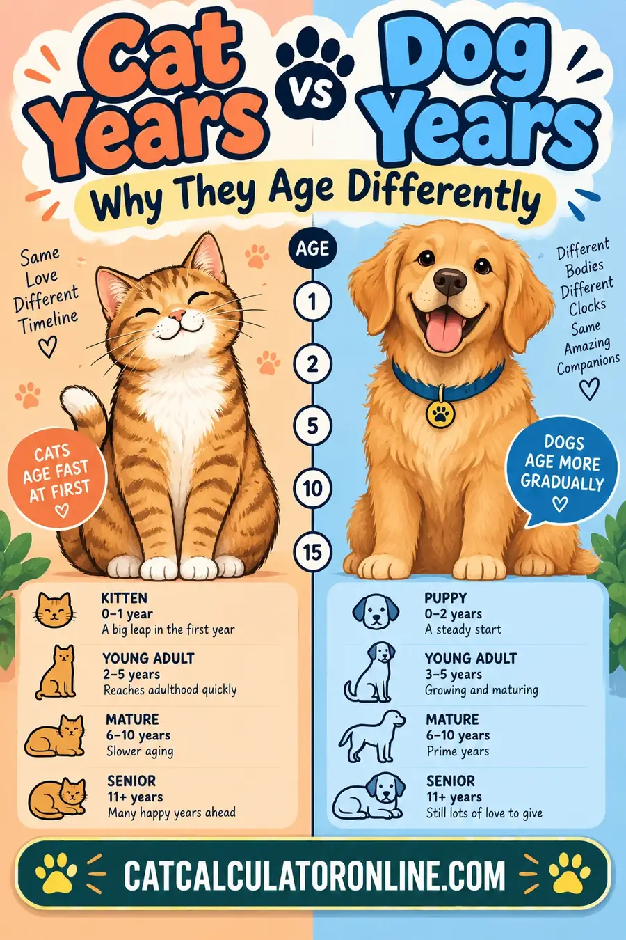 Cat Years vs Dog Years: Why They Age Differently