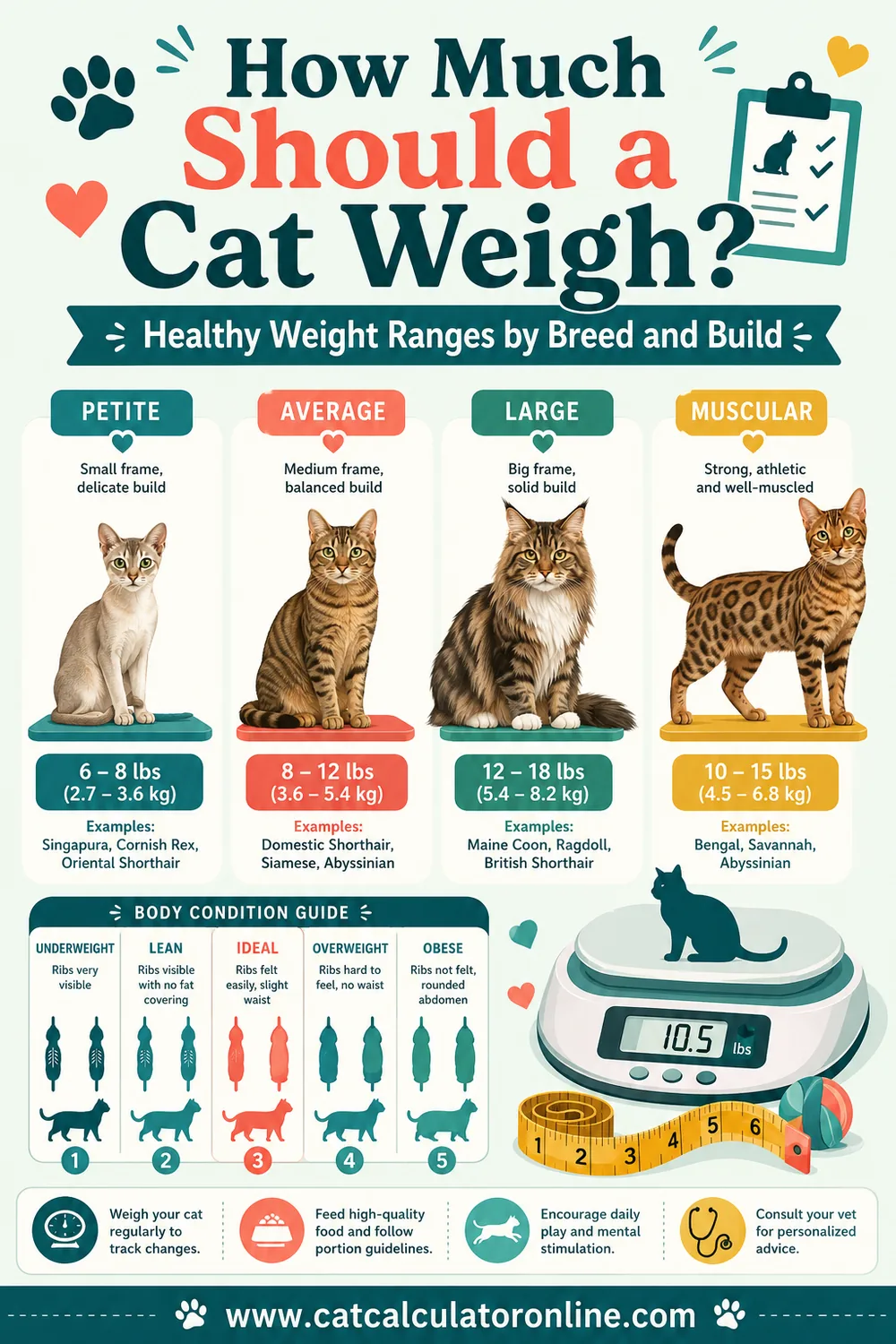 How Much Should a Cat Weigh? Healthy Weight Ranges by Breed and Build