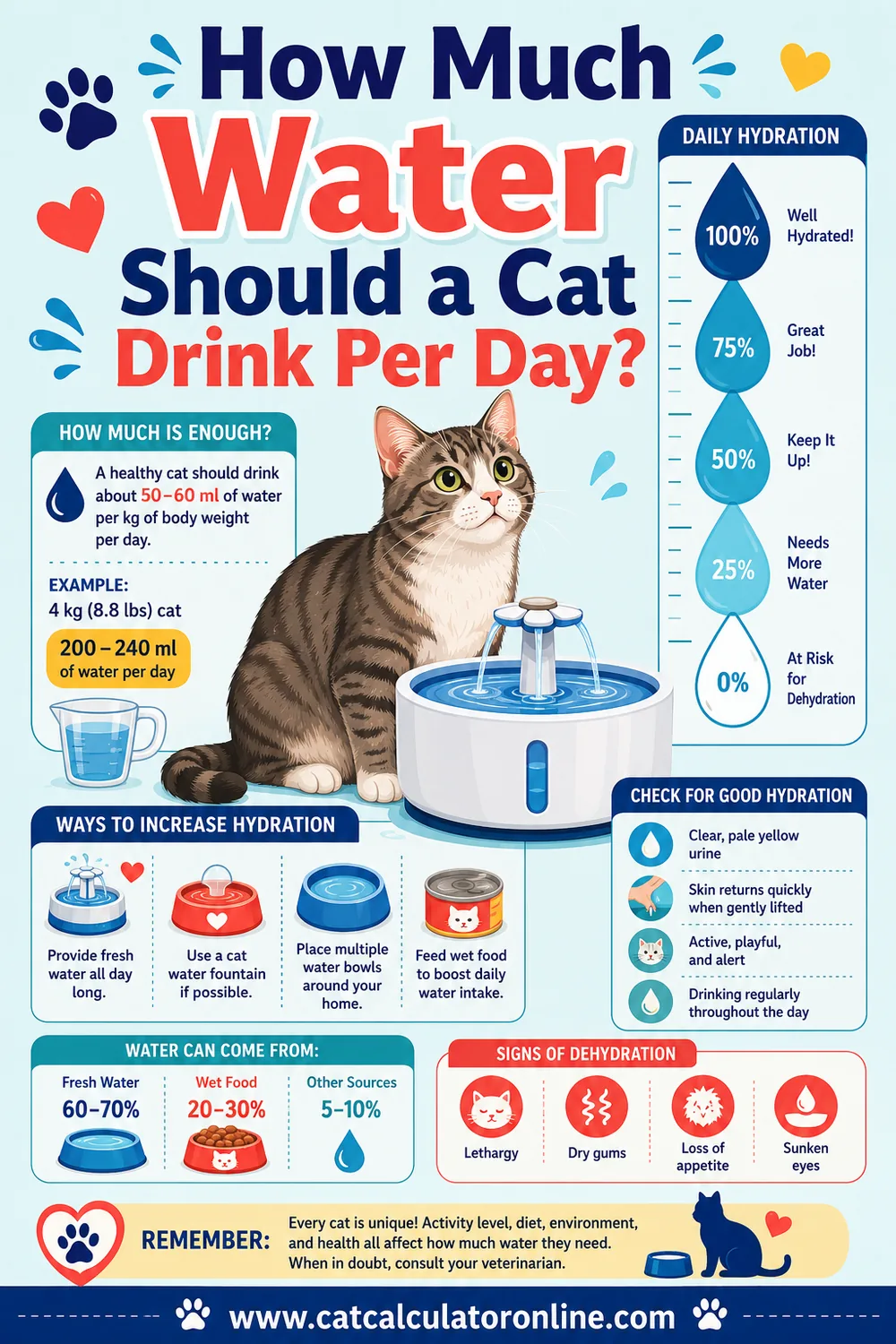How Much Water Should a Cat Drink Per Day?