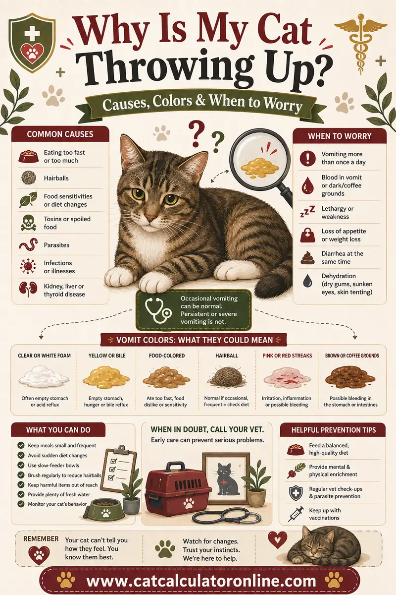 Why Is My Cat Throwing Up? Causes, Colors & When to Worry